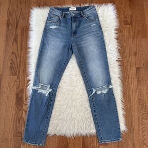 Rolla’s Miller Jeans Women’s 27 Distressed Midrise Slim Medium Wash Stretch Boho
